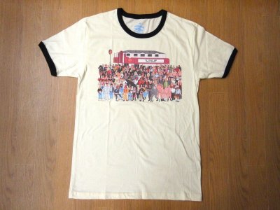 画像1: BLUESCENTRIC    半袖プリントリンガーTシャツ　　The Roxy LA  Waldo       　Natural