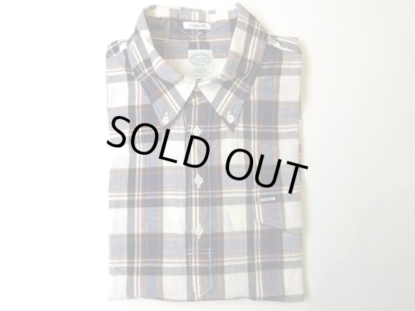 画像1: KEATON CHASE    S/S CLASSIC FIT PULLOVER BD SHIRT   COTTON/LINEN/RAMIE       WHITE/NAVY (1)