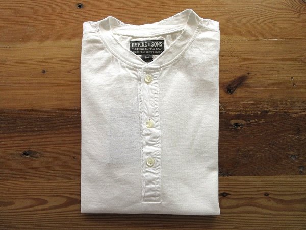 画像1: EMPIRE&SONS  S/S  HENLEY  TEE            WHITE (1)