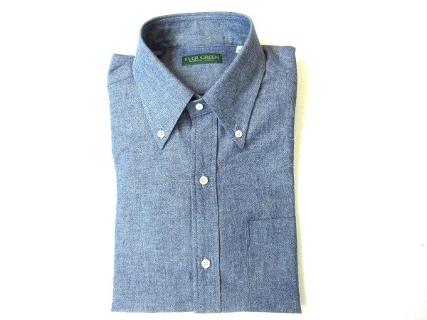 画像1: EVERGREEN   オリジナルB.Dシャツ　　シャンブレー　BLUE (1)