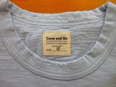 画像2: Come and Go   半袖バインダーネック ポケットTシャツ　　　サックス