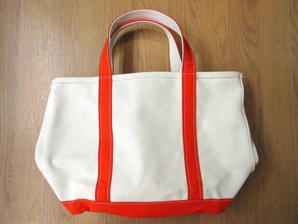 画像1: L.L.Bean   BOAT AND TOTE  ZIP-TOP    Medium 　　 Orange Trim (1)
