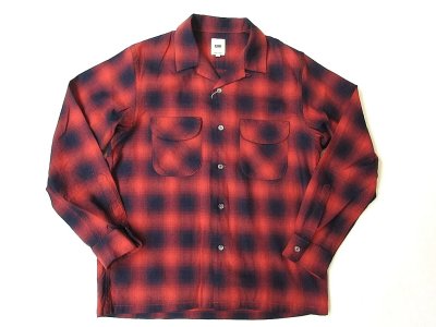 画像1: FOB FACTORY F3519 CHCK OPEN COLLAR SHIRT RED