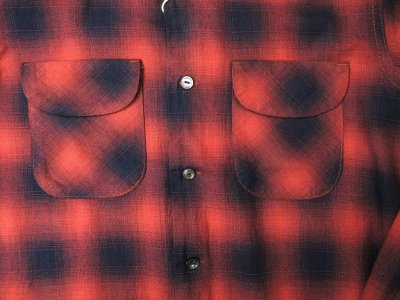 画像2: FOB FACTORY F3519 CHCK OPEN COLLAR SHIRT RED