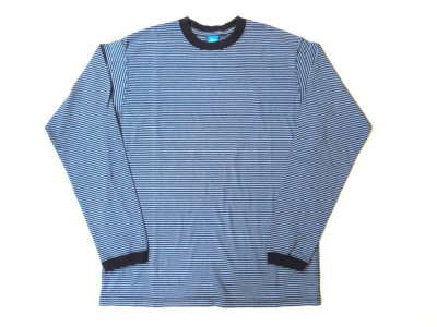 画像1: Good On  LSミニストライプ　クルーTシャツ　　BLACK×S,BLUE