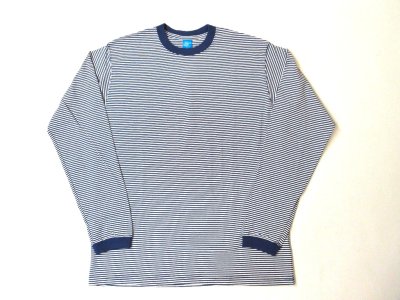 画像1: Good On  LSミニストライプ　クルーTシャツ　　NAVY×WHITE