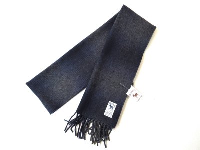 画像1: HIL TOP Lambs wool Scarf ネイビー×グレー(オンブレチェック)