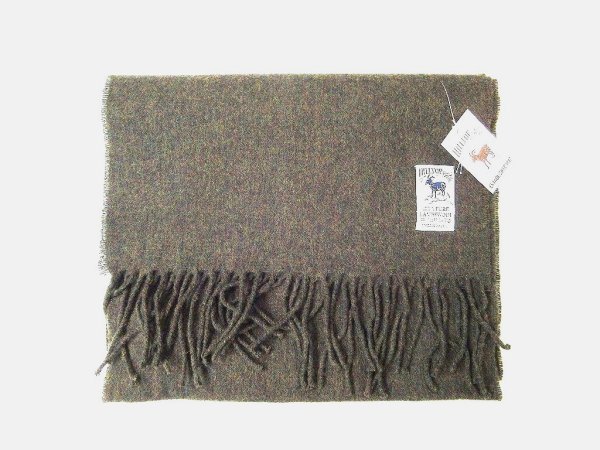 画像1: HIL TOP   Lambs wool  Scarf     　　　     SOLID オリーブ (1)
