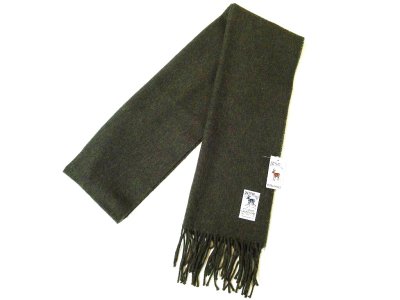 画像1: HIL TOP Lambs wool Scarf SOLID ダークグリーン
